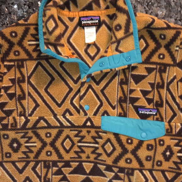 RARE Patagonia Synchilla Snap-T Fleece Pullover Montana Siete Bear Tribal - 2 - Picture 9 of 15